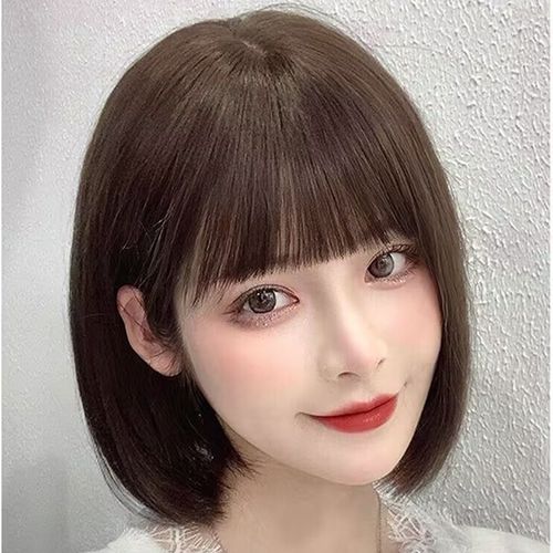 假发女全头套波波头超自然学生版齐刘海修脸短发仿真发丝整顶假发