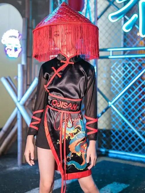 儿童中国国风复古走秀潮服女童国潮嘻哈街舞儿童演出服