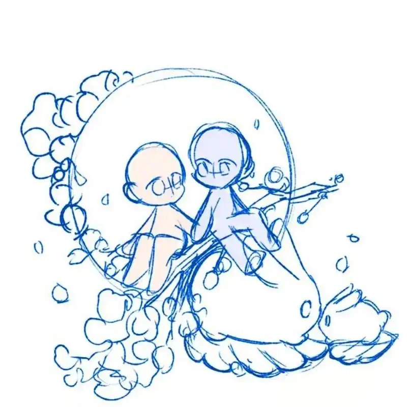 【画画素材】浪漫版双人互动q版～ 在最浪漫的年纪找到最烂漫的地方约