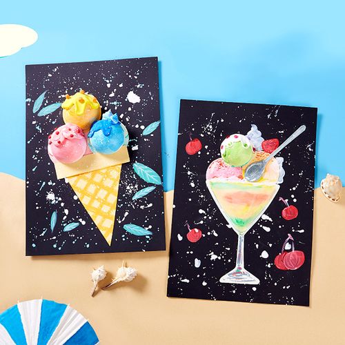 幼儿园儿童夏天冰淇淋手工diy粘贴材料包 甜筒冰激凌创意制作玩具