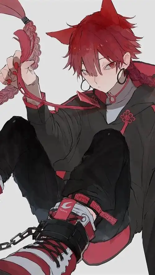 病娇风动漫美少年插画强烈的对比色画面充满诡异的病态美