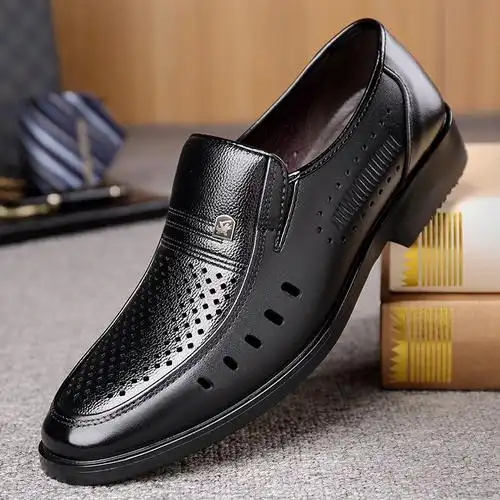 皮凉鞋男真皮夏季棕色男士商务镂空透气防臭夏天洞洞中老年爸爸鞋