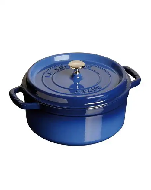 德国双立人集团旗下法国staub 22cm蓝色珐琅铸铁锅 双立人 classic ii