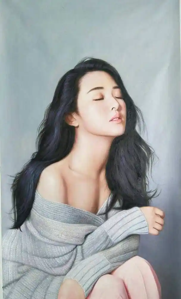 艺术家人体油画中的美女美到极致的人间尤物