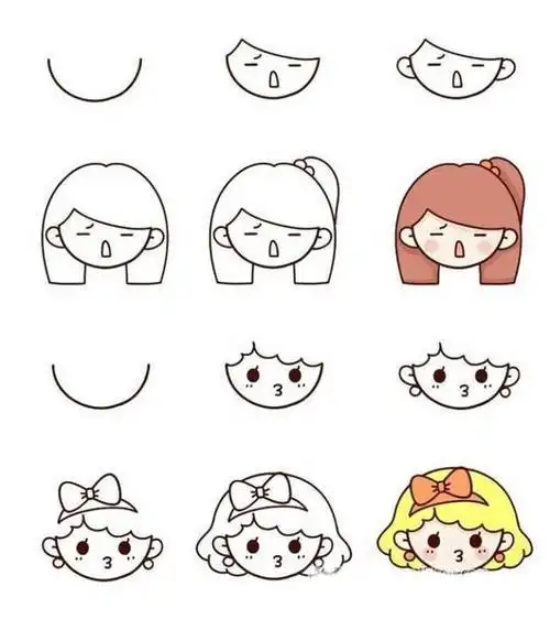 10个超萌的小女孩简笔画步骤图解手账素材 萌 简笔画 q版 呆萌 卡通