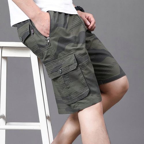 夏季新款迷彩男士工装短裤外穿薄款宽松纯棉潮流居家休闲五分裤男