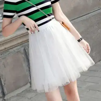 莲白纱裙夏季网纱裙半身裙气质夏天短裙仙女裙小个子女学生韩版白色l