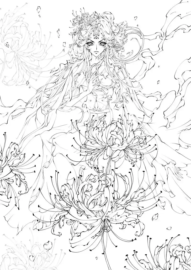 仿画一张花千骨花神线稿.最近总是刷到花千骨漫画[哭惹r],死 - 抖音