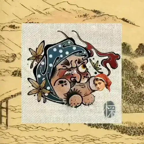 阿多福火男纹身手稿