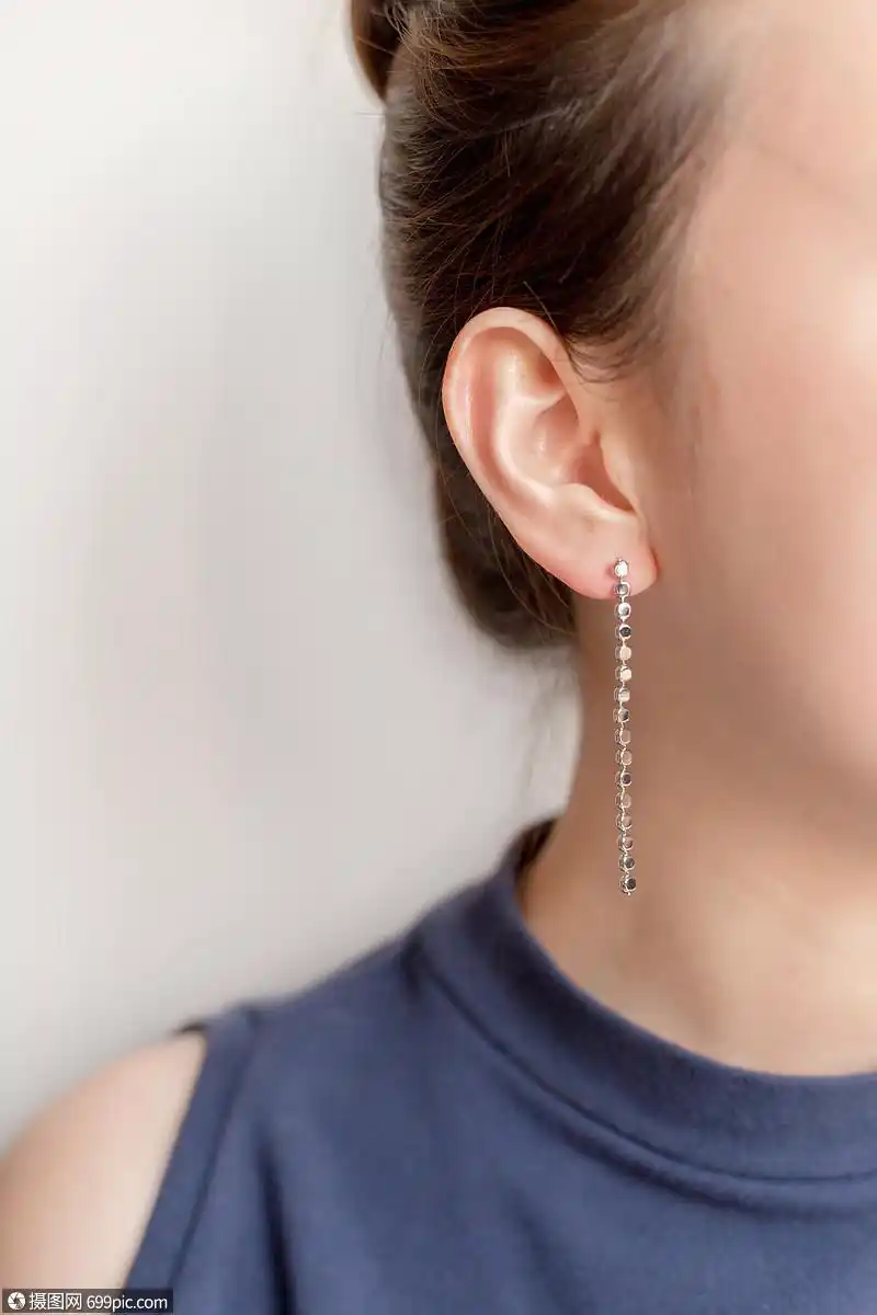 清新文艺美女耳朵耳环特写耳钉女孩