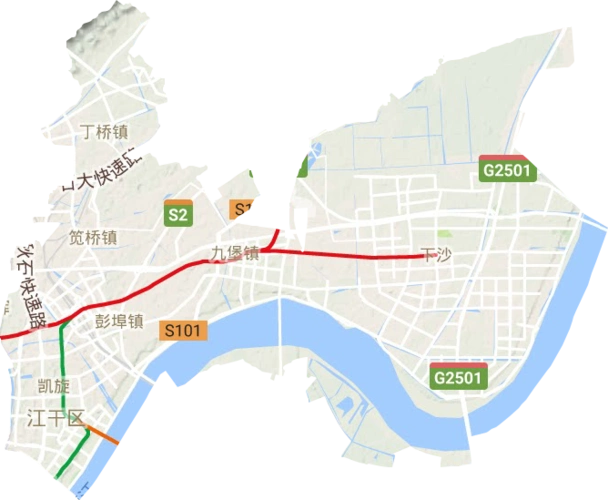 江干区高清地形地图