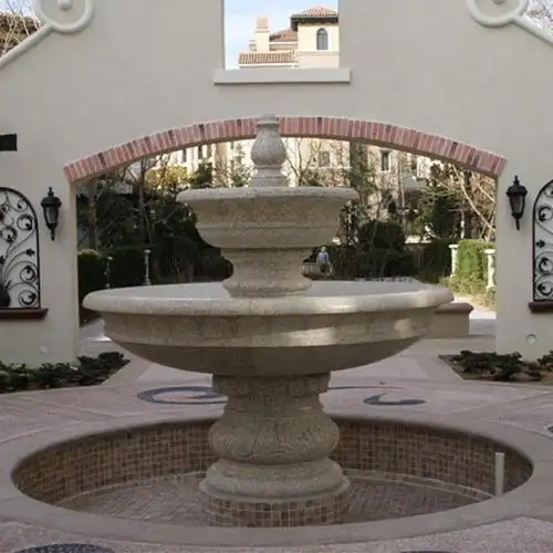 厂家供应 小区石材流水喷泉 双层景观花岗岩水景喷泉跌水钵摆件