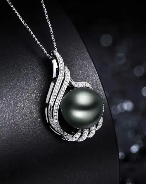 喜钻珠宝专场精工镶嵌大溪地黑珍珠吊坠(送银链)soj9559_唯品会
