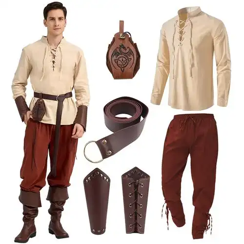 中世纪男士复古套装-米色