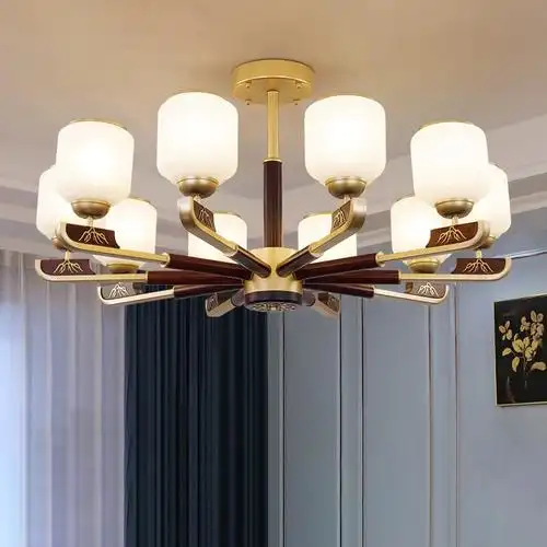 雷士2021年复古餐厅客厅现代简约新款吊灯照明实木客厅吊灯