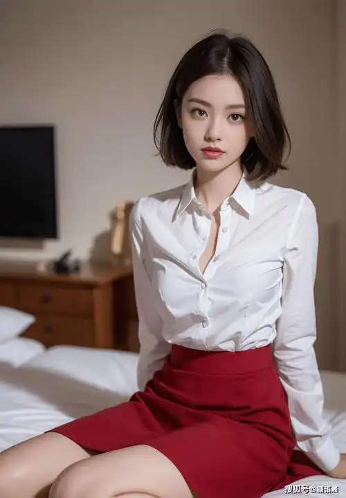 美女壁纸:短发美女展示女性曲线美,白衬衫与红短裙女神的魅力_时尚