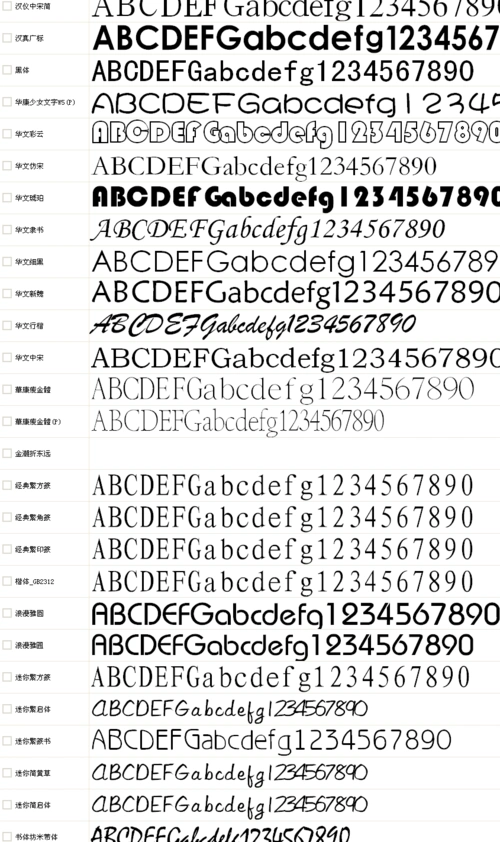 英文字体名称对照速查列表_word文档在线阅读与下载_免费文档