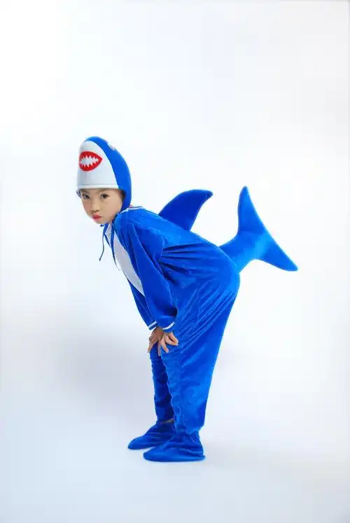 海洋动物儿童演出服鲨鱼海底表演服装卡通亲子鲨鱼