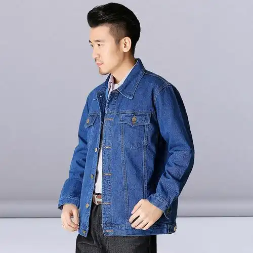 牛仔春夏季外套中年工作服中老年爸爸夹克男士上衣夹克
