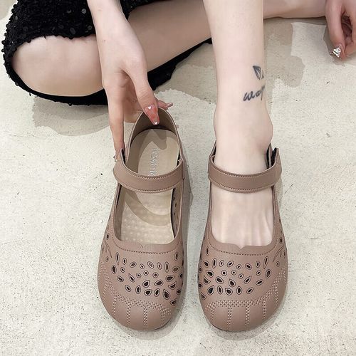 歌莱兔大头皮鞋女大码宽胖脚老人单鞋胖脚丫大脚骨宽松妈妈软底奶奶