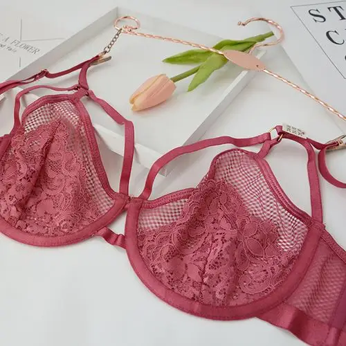 文胸透明镂空罩杯性感欧美蕾丝钢圈法式日薄文胸
