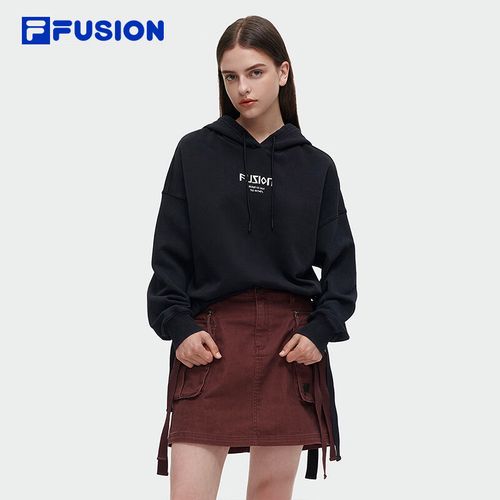 fila fusion【国家队同款】斐乐潮牌女针织卫衣春冬季连帽套头衫