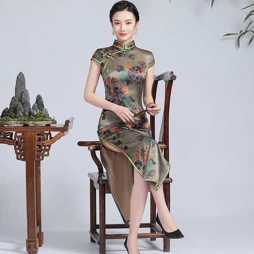 钱塘佳人寒烟醉真真丝旗袍2022年新款改良年轻气质旗袍