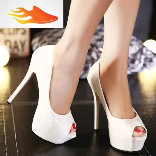 超高跟15cm单鞋夜店性感细跟女鞋防水台鱼嘴浅口鞋夏季新款高跟鞋