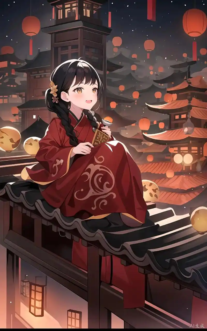 动漫美图 #红衣古装 #插画 - 抖音