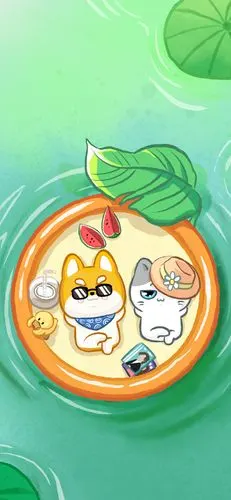 手绘卡通萌宠可爱手机壁纸