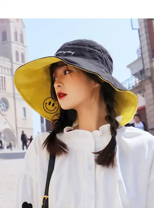 ins韩版双面渔夫帽女夏季出游百搭大沿帽防晒遮阳大檐学生帽子女 5118