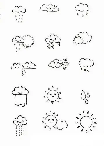 天气简笔画图片 打雷白云朵简笔画图片