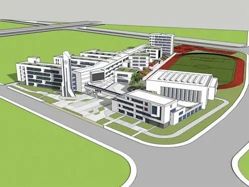 精细中学现代风格su精细模型及效果图[原创]