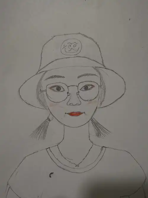 平时不化妆,也不会,好不容易画个自画像,那就更加大胆点吧!素颜