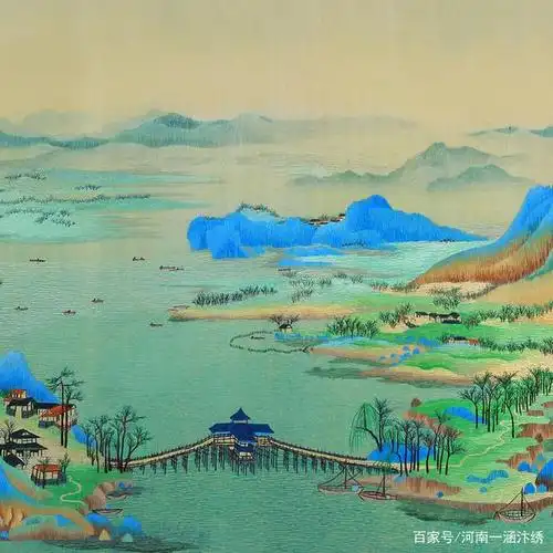 汴绣《千里江山图》细节