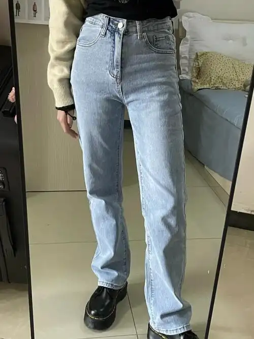 小个子终于拥有长度刚好的拖地直筒裤了布料偏硬挺不易鼓包版型是正统