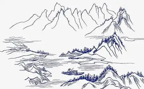水墨山水简笔画图片大全,山水简笔画图片大全彩色_竞价网
