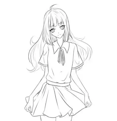 高中女生全身简笔画