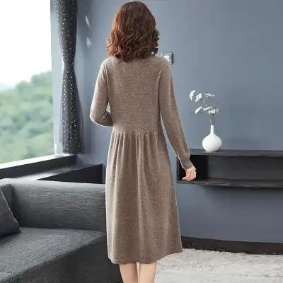 sm-a938903 纯羊毛针织连衣裙秋冬季2020新款女装裙子宽松显瘦中长款