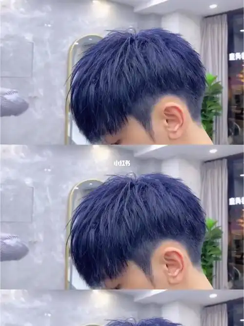 是黑色室外看就会泛灰蓝雾感系发色脏感,@@昆明男士发型 昆明染发推荐