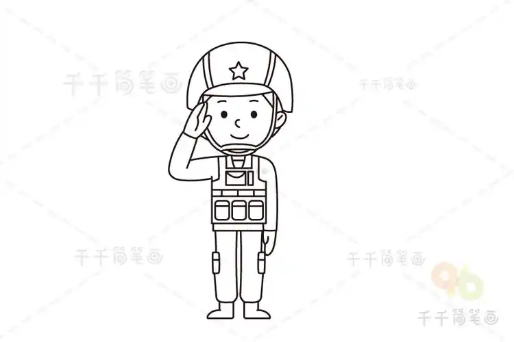学画军人简笔画