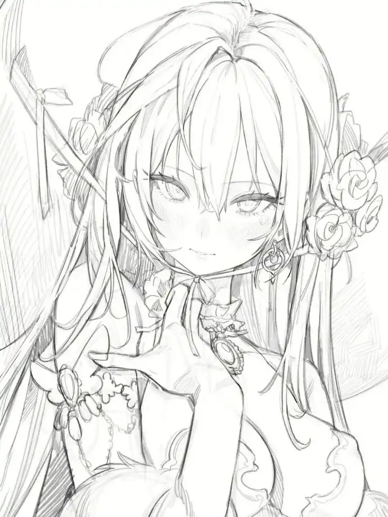 漫画少女人物线稿参考素材🈶适合临摹❗ 画师 | 𝘧𝘳𝘦𝘯