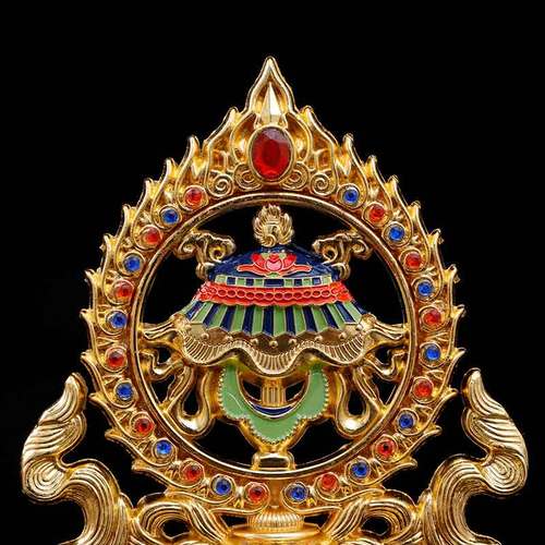 供佛藏式彩绘莲花八吉祥用具套装吉祥八宝摆件佛教工艺品