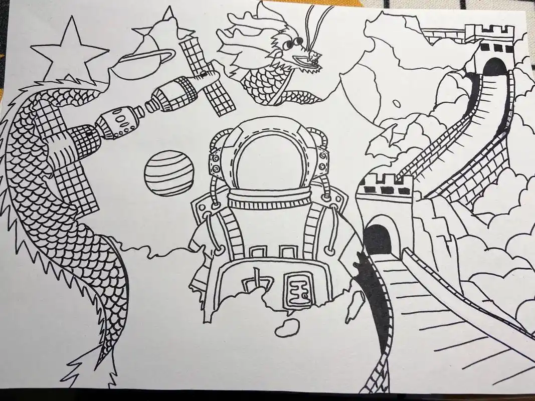 原创 #爱国主题绘画 #儿童绘画作品 #创意美术作品 - 抖音