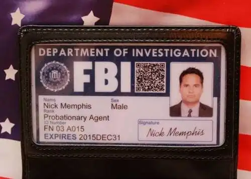 fbi 金属 徽章 证件夹 卡夹 pvc内卡 级别对照表:   见习特工
