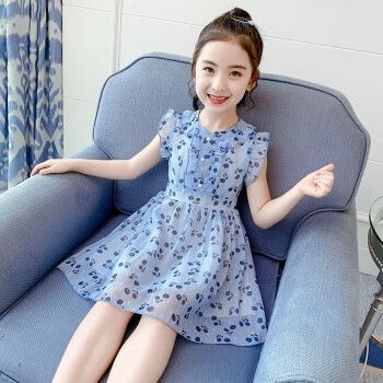 szhg童装女童连衣裙夏季女孩裙子9-12岁新款儿童公主裙女中大童女装10