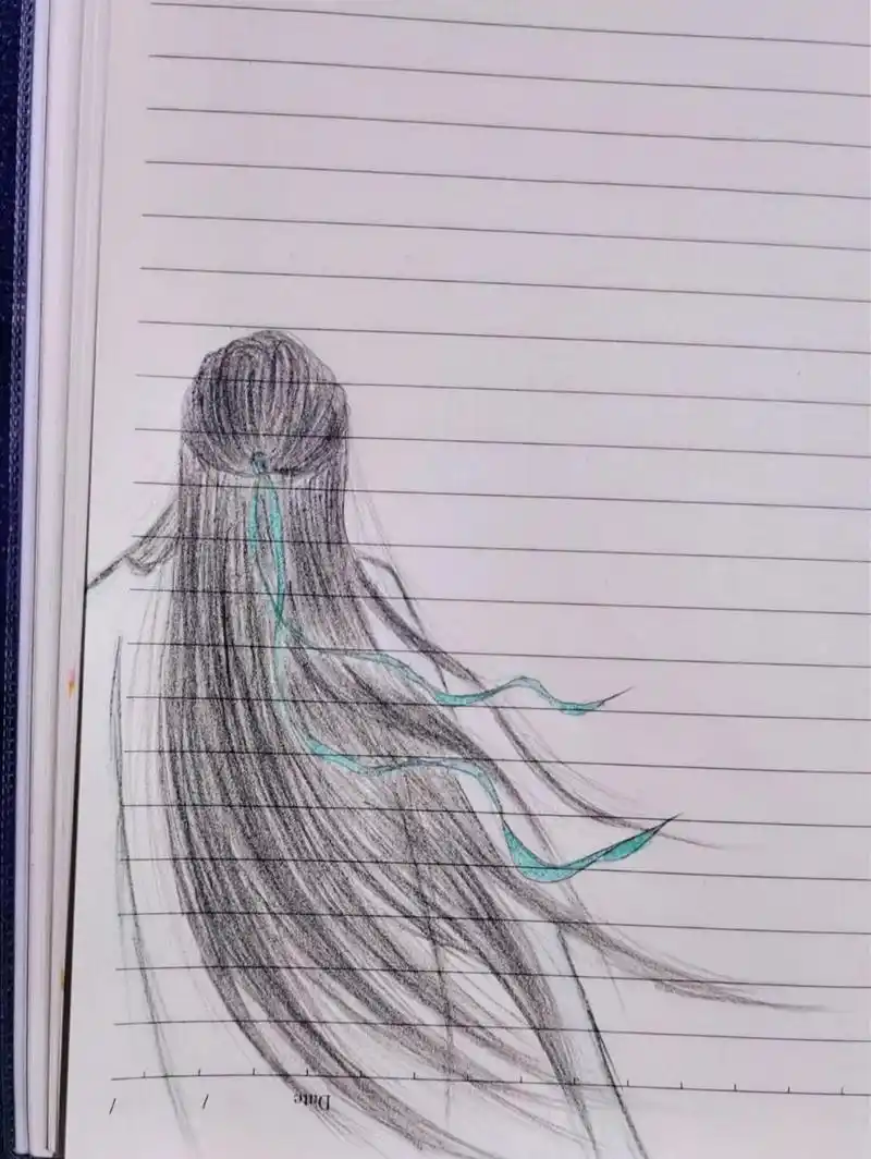 彩铅手绘     古风背影美男     过程 好久没画了,手它都不听话了!