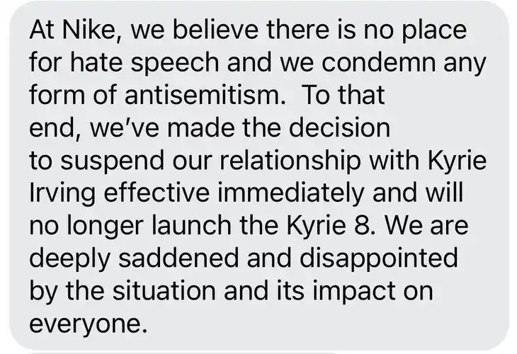 "反犹风波"继续,nike宣布与篮网球星欧文暂停合作|凯里·欧文|nba