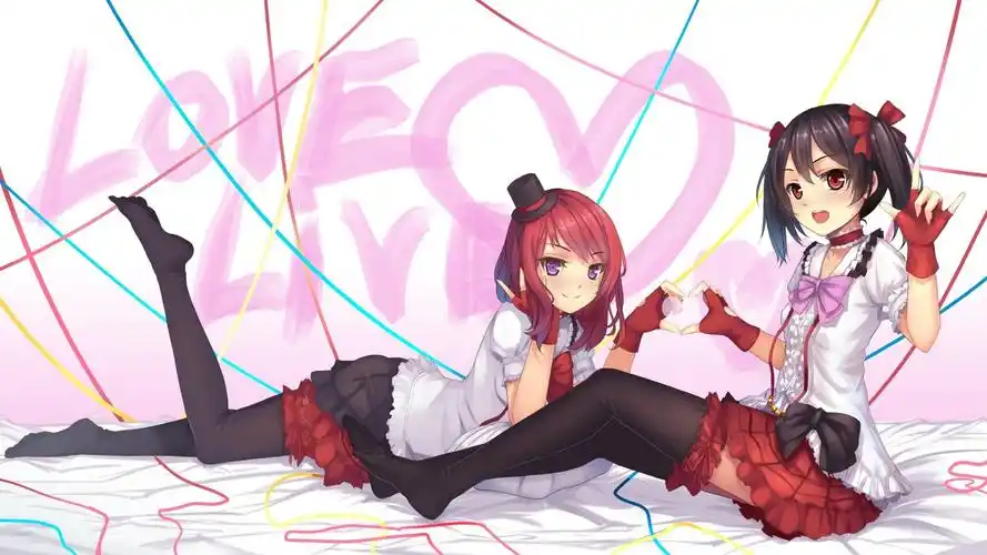 两个女孩,双马尾的美少女,动漫壁纸