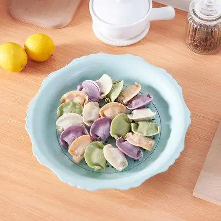 小麦秸秆加厚盛饺子水饺盘子沥水双层盘带醋碟餐盘水果控水盘大号_不